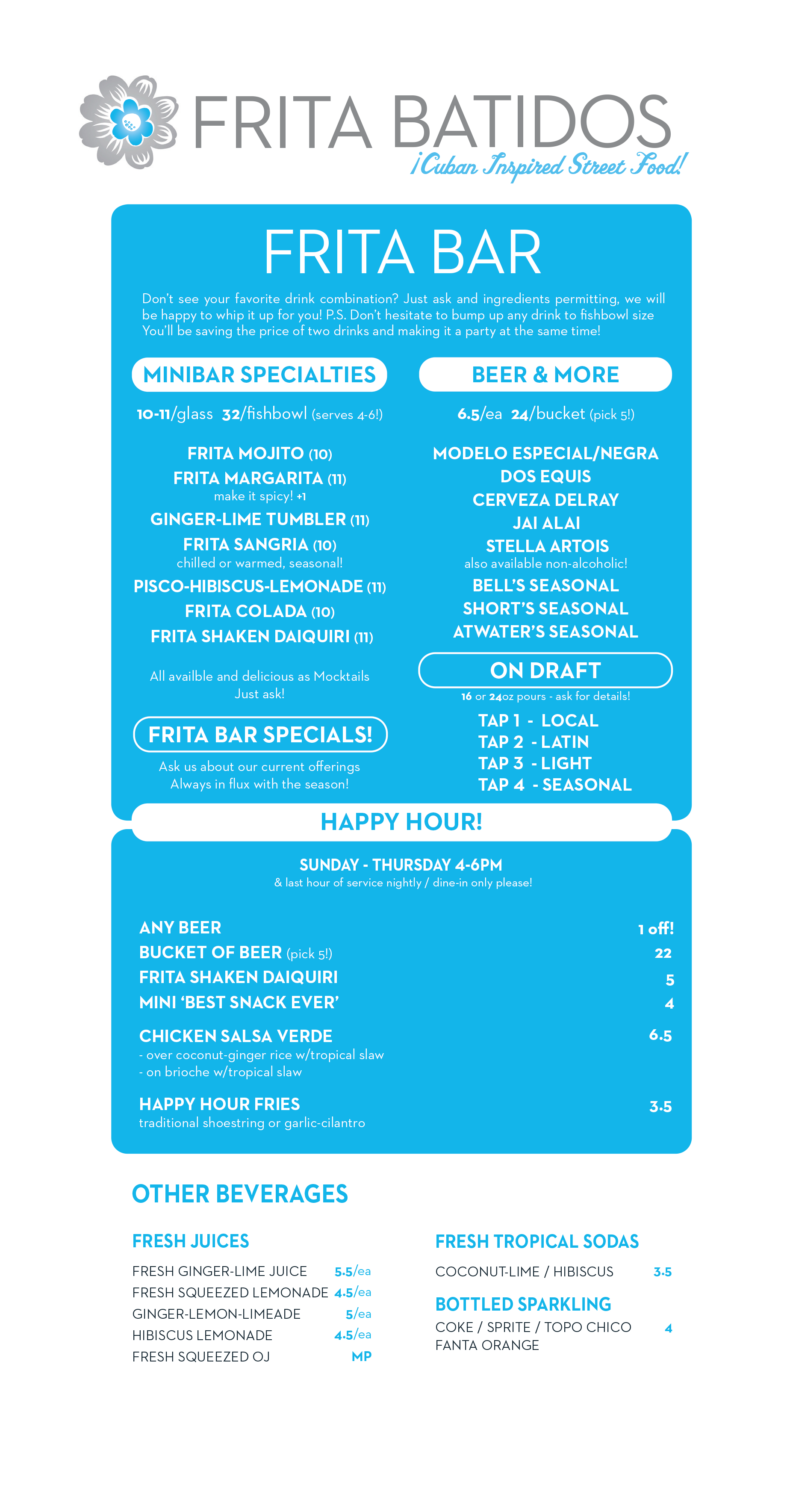 Frita Drink Menu